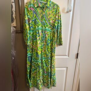 Zara Multicolor Long Sleeve tier Shirt Dress